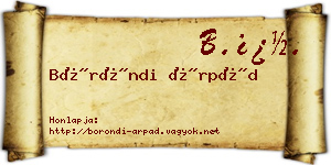 Böröndi Árpád névjegykártya