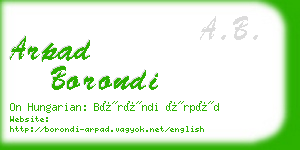 arpad borondi business card